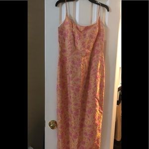 Beaded long colorful evening dress